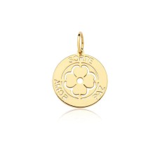 Pingente Trevo da Sorte, Amor e Paz Banhado a Ouro 18k Pingente Trevo da Sorte, Amor e Paz Banhado a Ouro 18k