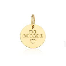 Pingente Redondo Me Guarde Coração Banho de Ouro 18k