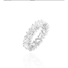 Anel Eternidade Corações Zircônias Prata 925