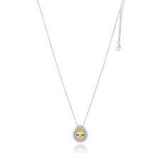 Colar Pingente Gota Zircônia Amarela Cravejada Prata 925
